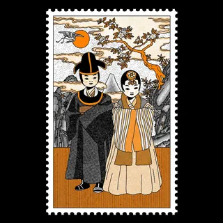 Illustration of two traditional Asian fairytale characters by Ing Lee