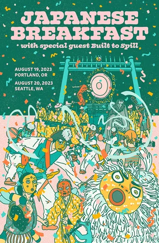 Concert poster for Japanese Breakfast with Built to Spill by Ing Lee