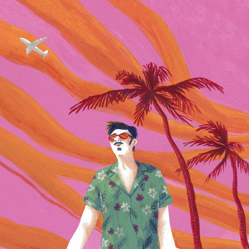 Illustration of a man in summer beach wear