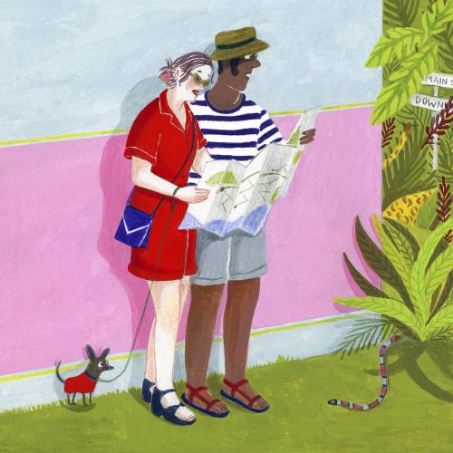 Illustration of couple on vacation