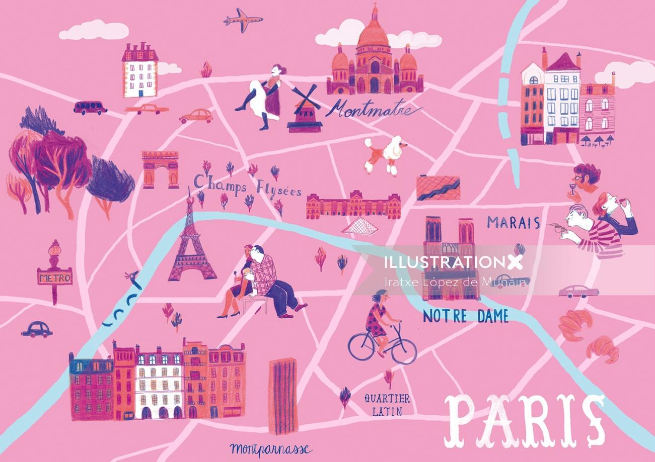 Paris map illustration 