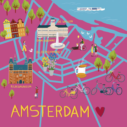 Graphic illustration of Amsterdam map 