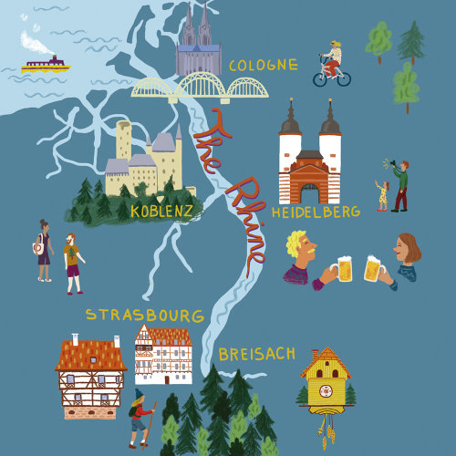 The Rhine River map artwork 