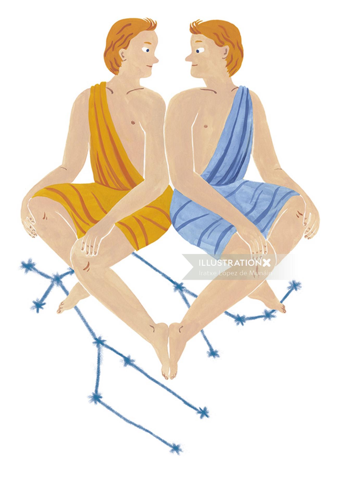 Zodiac boys sitting together