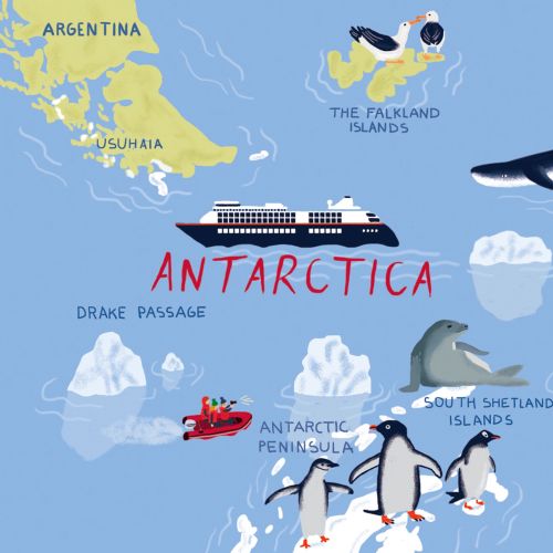 Antarctica map design by Iratxe López de Munáin
