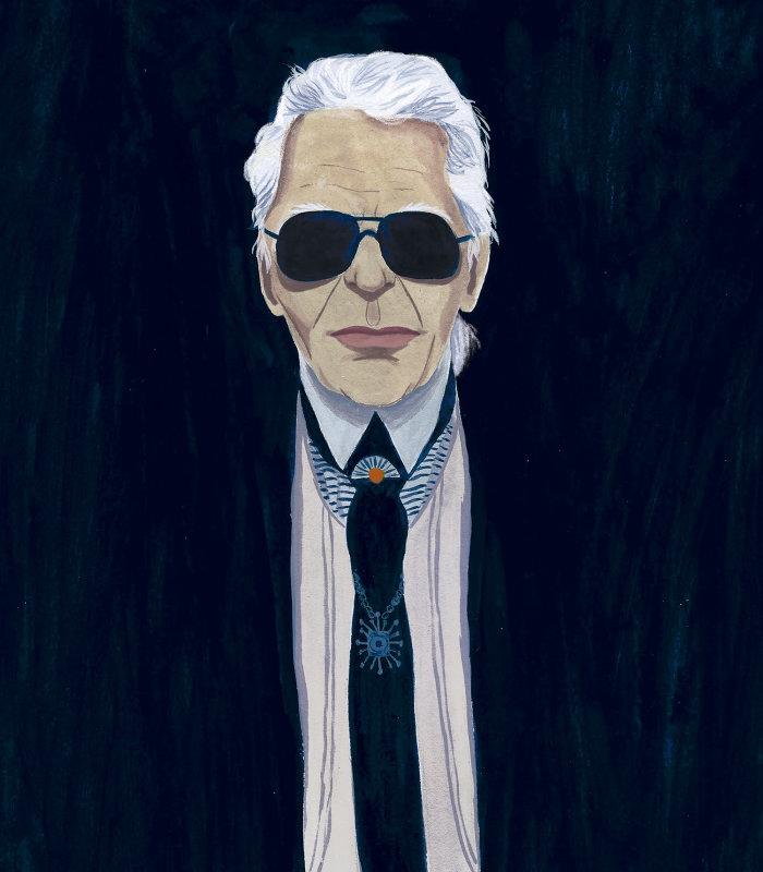 Portrait illustration of Karl Lagerfeld