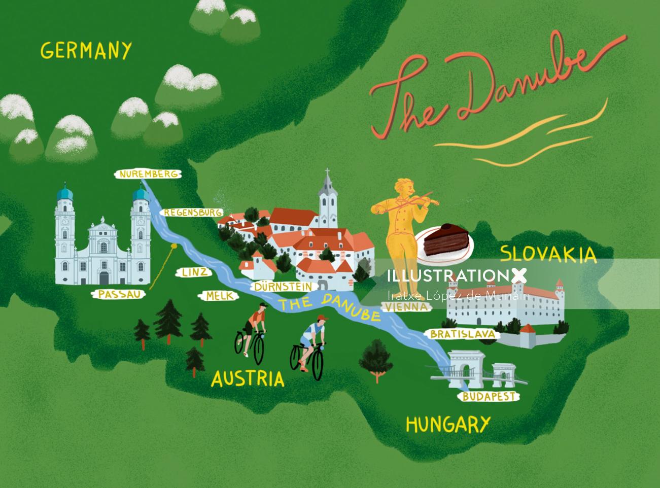 The Danube map for The Chelsea Magazine UK