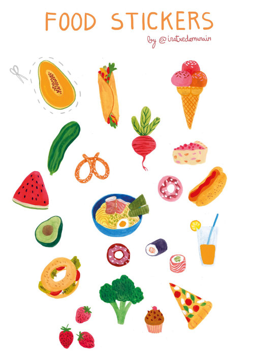 Alimentos e bebidas ícones de vegetais e doces