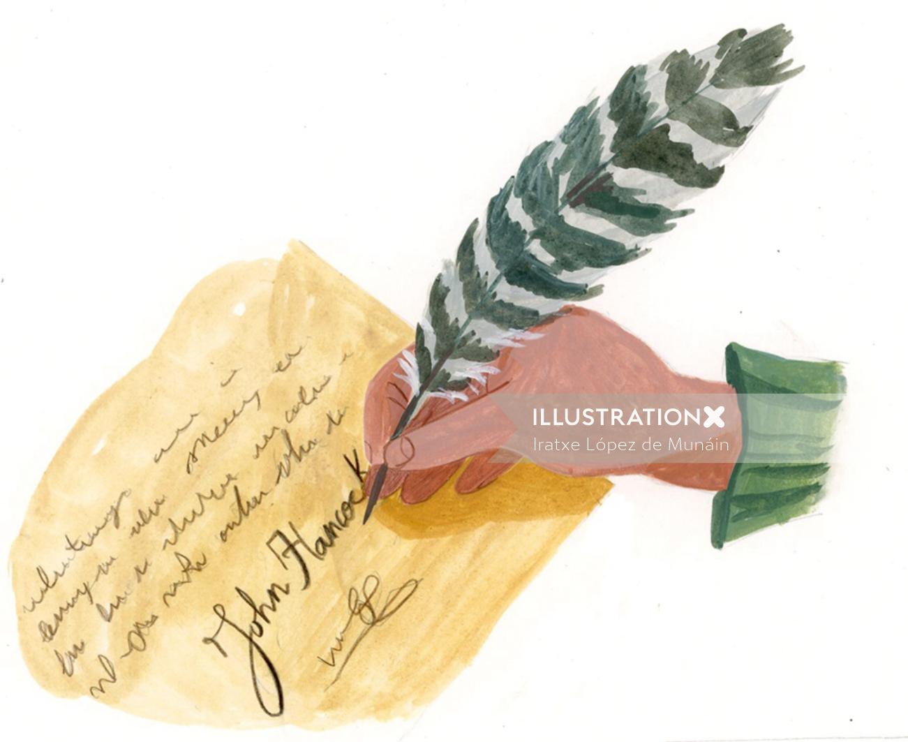 History Letter writing with a feather