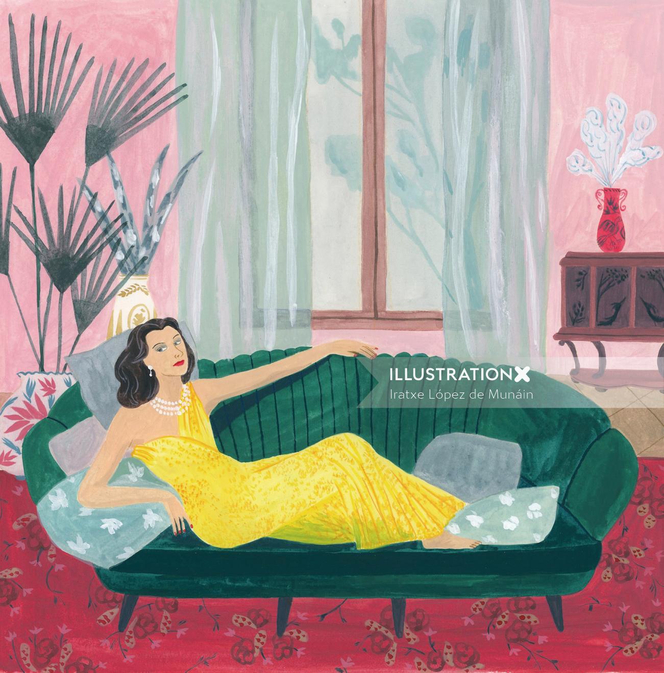 People woman relaxing in a couch