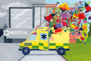 Obra de arte de Royal Pharma sobre la iniciativa ecológica del NHS