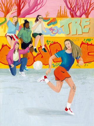 Painting scene of street football for Nike