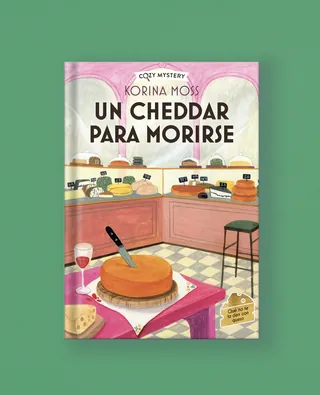 Book cover of cozy mystery with cheesecake and kitchen scene