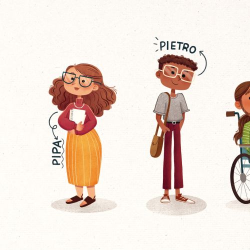 Illustration of diverse happy children with different appearances and abilities