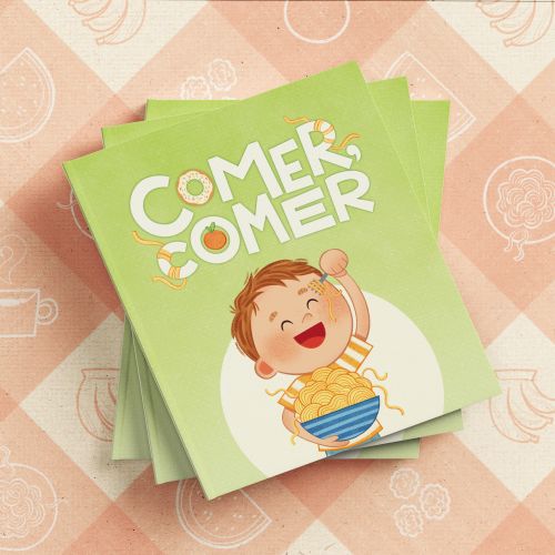 Book cover of Comer Comer with child happily eating noodles