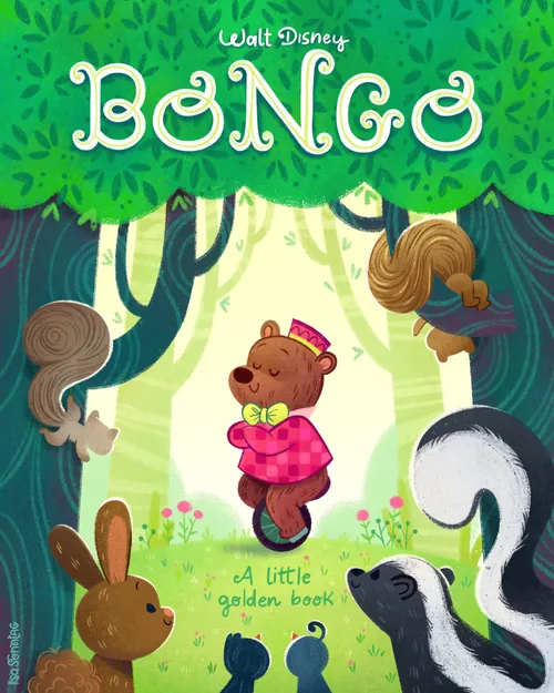 Reimagined Bongo book cover featuring a bear and forest animals by Isa Sonntag