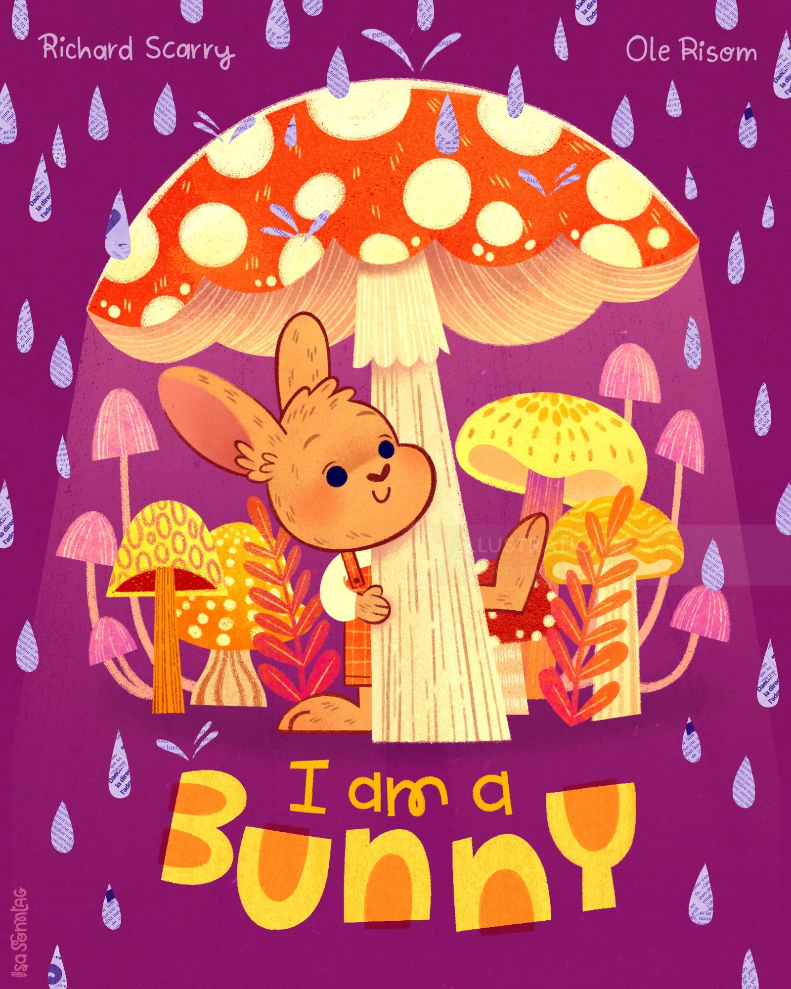 Reimagined I Am a Bunny book cover by Isa Sonntag with bunny and mushrooms