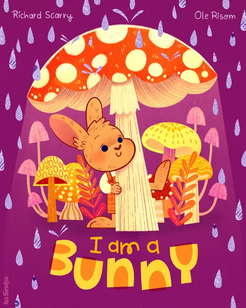Reimagined I Am a Bunny book cover by Isa Sonntag with bunny and mushrooms