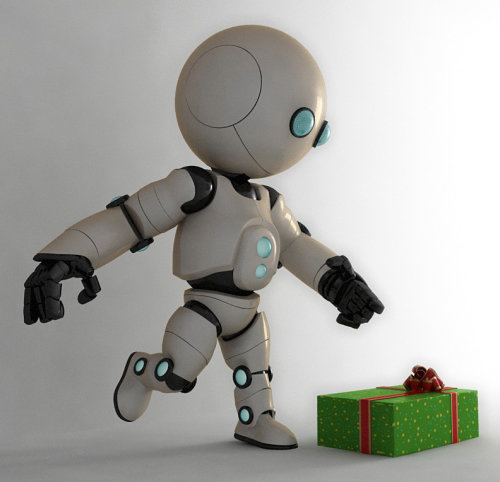 3d design of robot with gift 