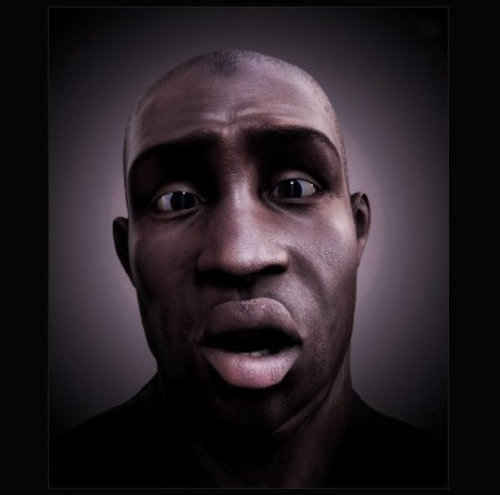 Realistic illustration of black mans face