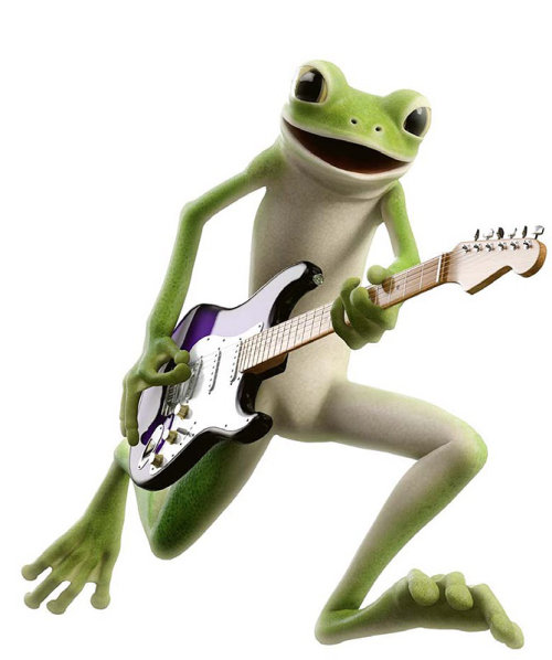 Comic art of Frog playing Guitar