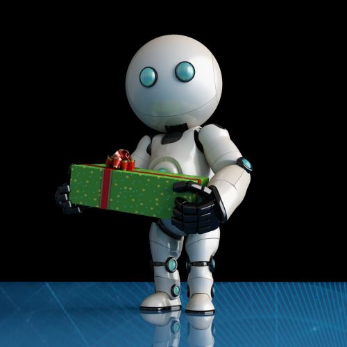 Graphic design of Robot with present