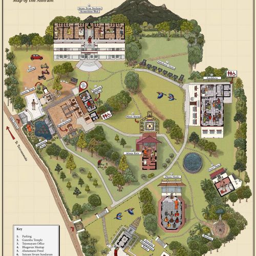 Map capturing devotee journey at Arunachala Ramana Ashram