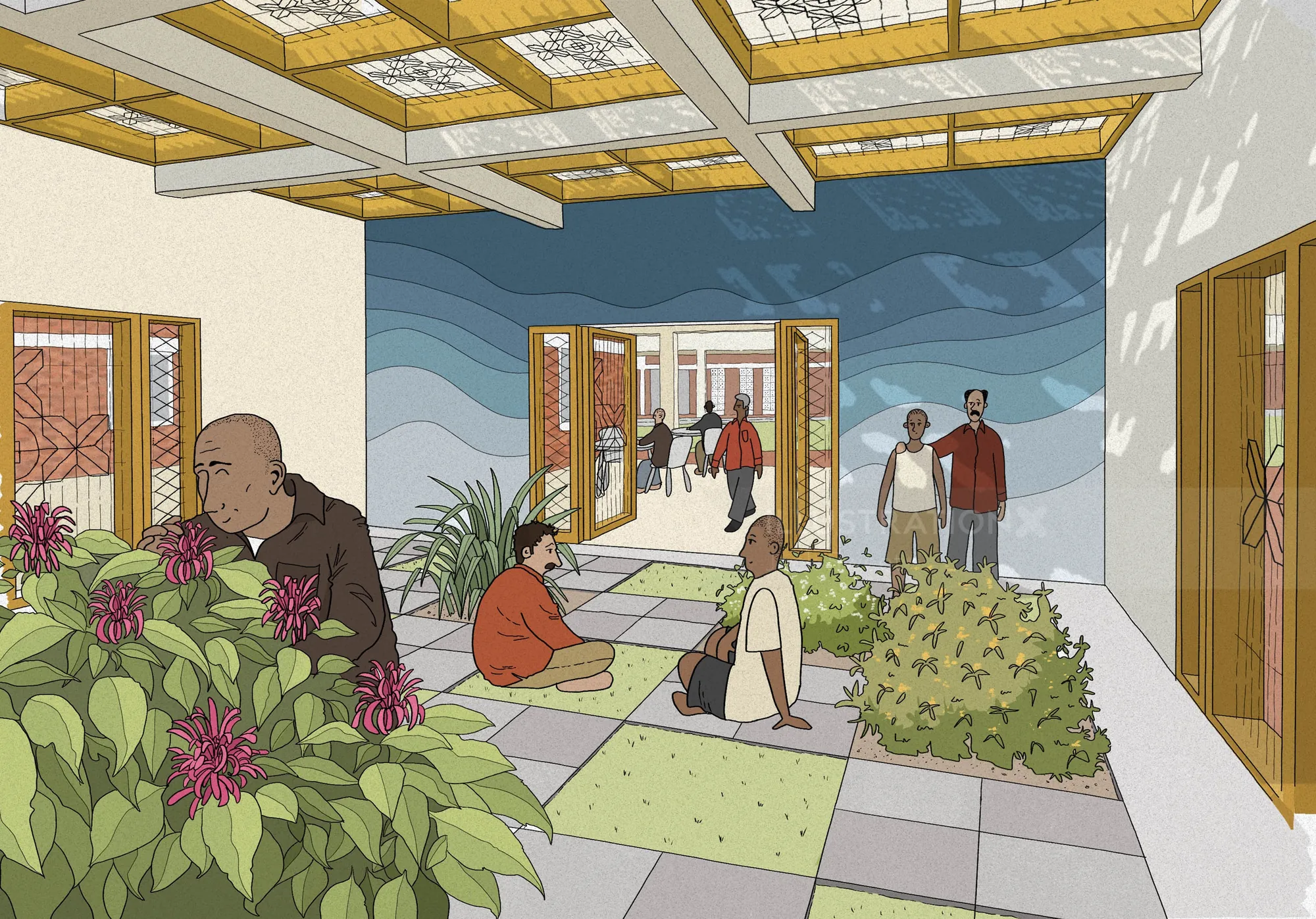 Therapeutic courtyard at Social Service Complex Bangalore by Jack Sweet