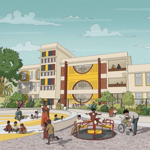 Shishu Mandir Orphanage colorful facade and playground by Jack Sweet