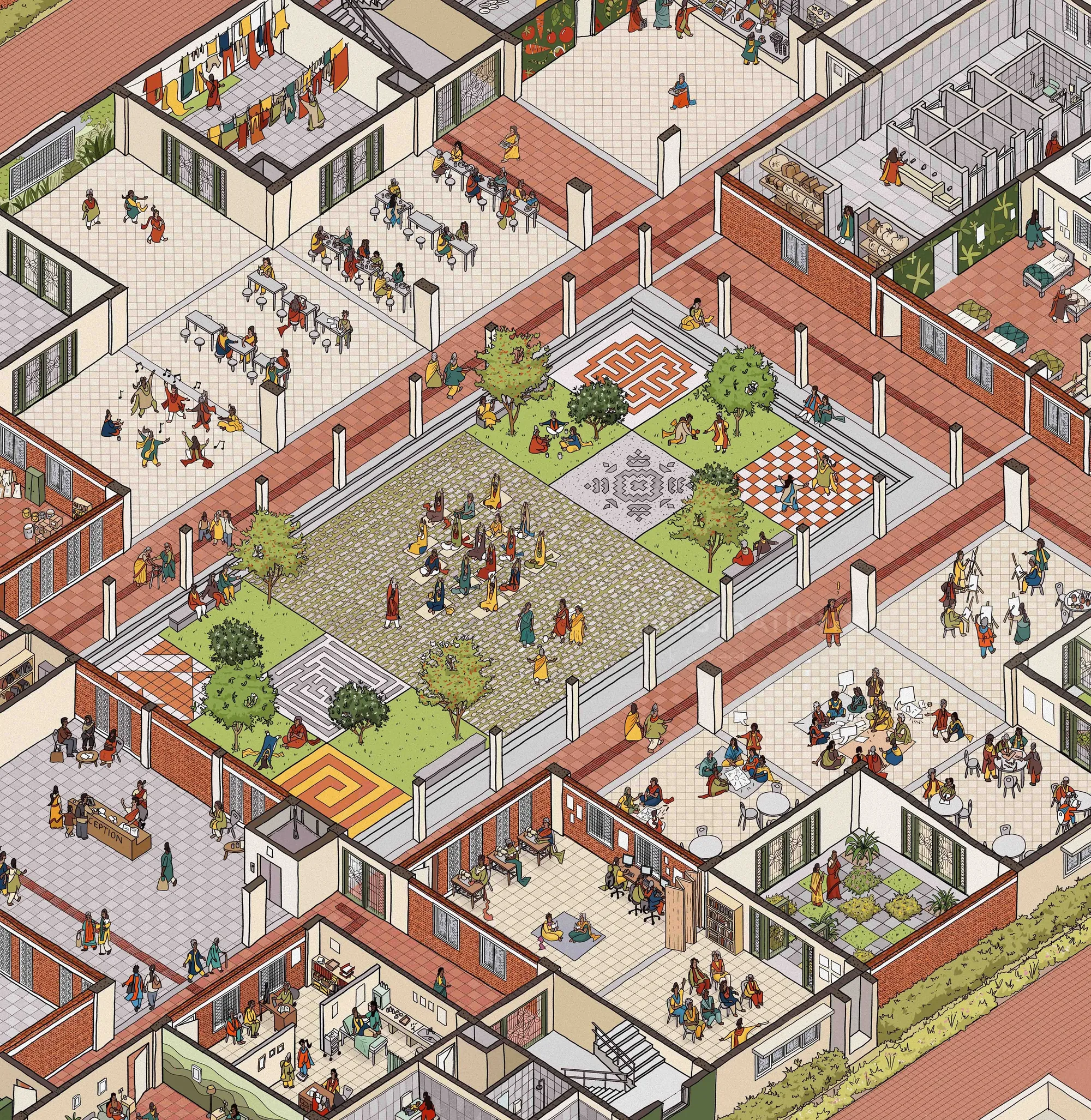 Illustration of State Home for Women in Bengaluru by Jack Sweet