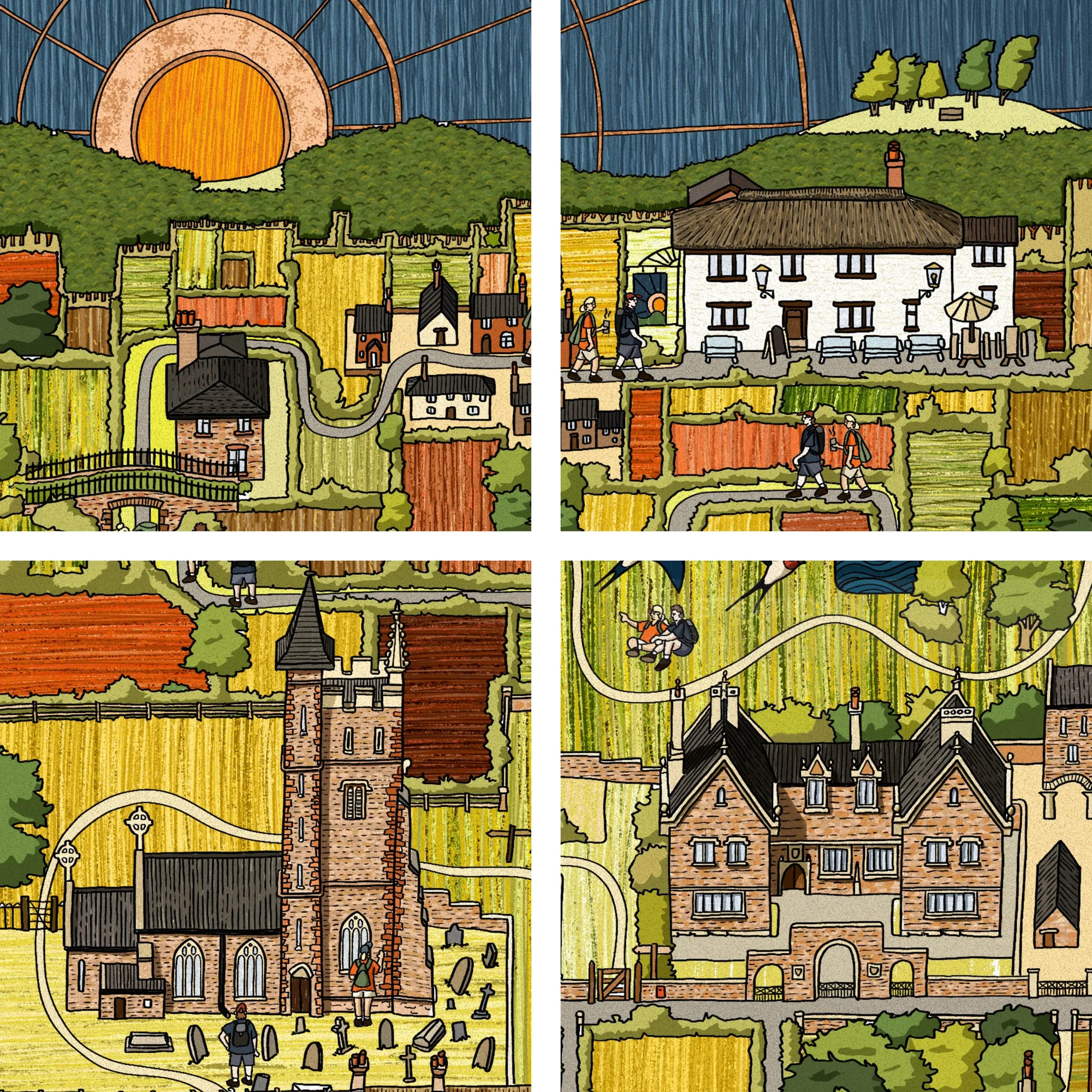 Abstract map showing Somerset buildings and roads by Jack Sweet