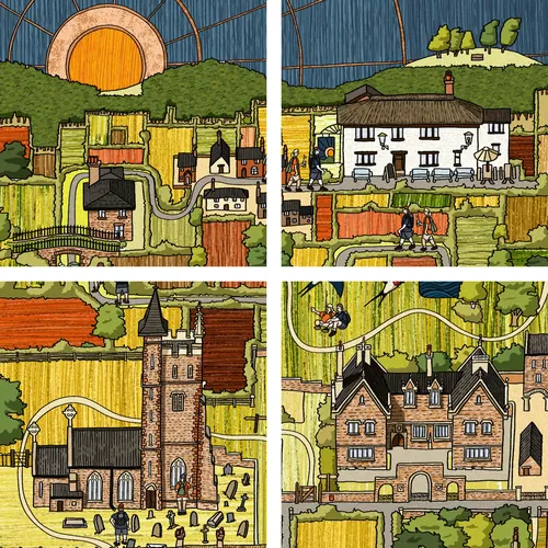 Abstract map showing Somerset buildings and roads by Jack Sweet