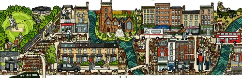 A detailed life map illustration for a landscape architect by Jack Sweet