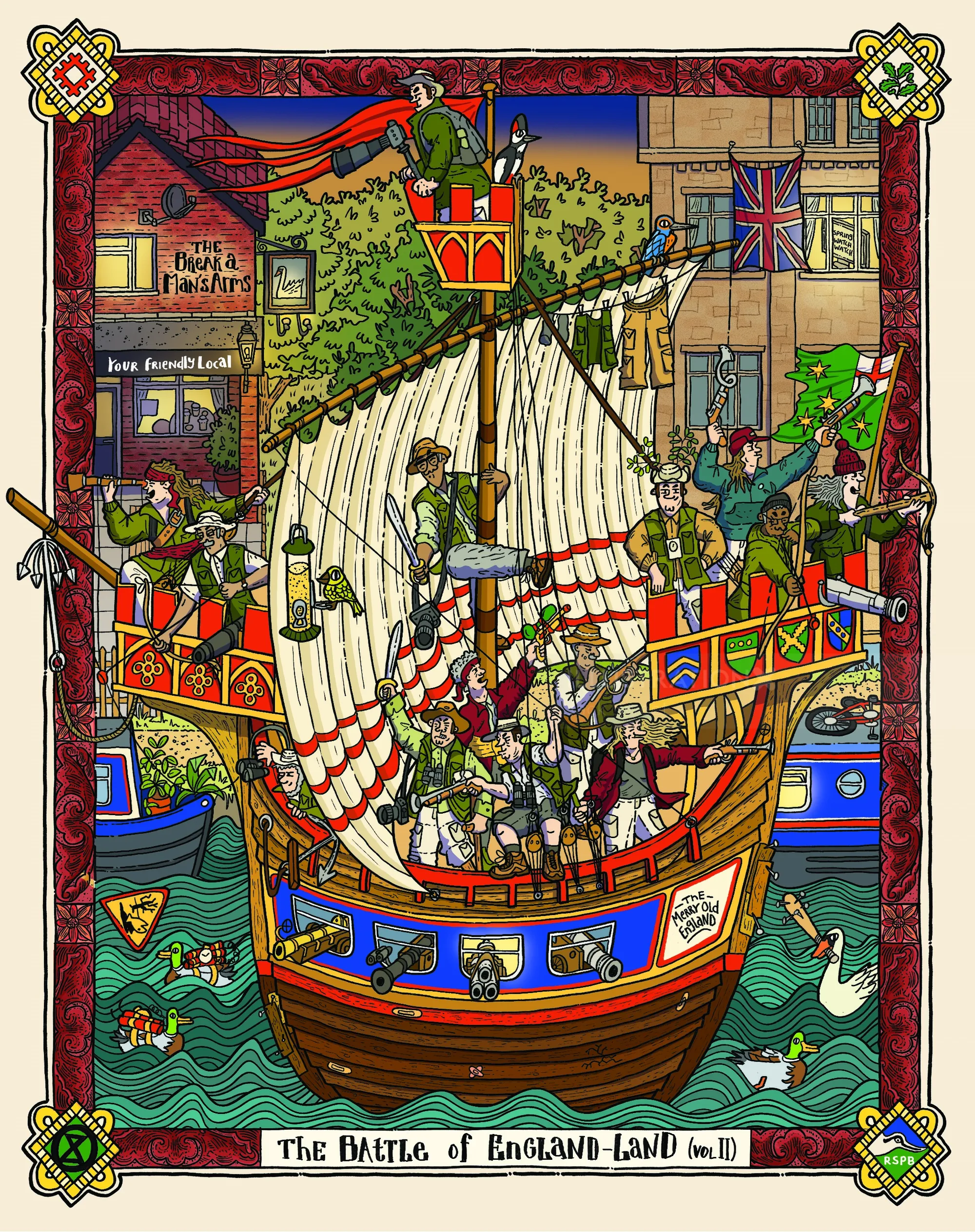 Detailed medieval-style ship battle scene by Jack Sweet