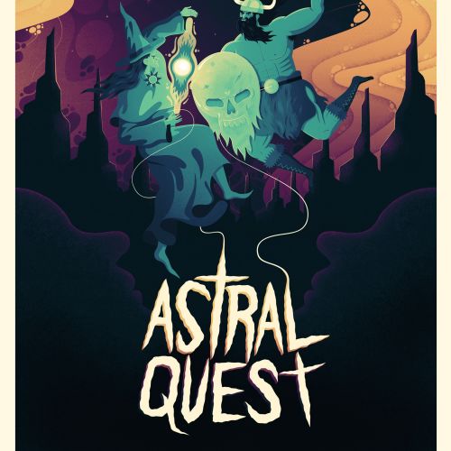 Fantasy warrior with skull mask and glowing lantern under starry sky by Jacob Stead