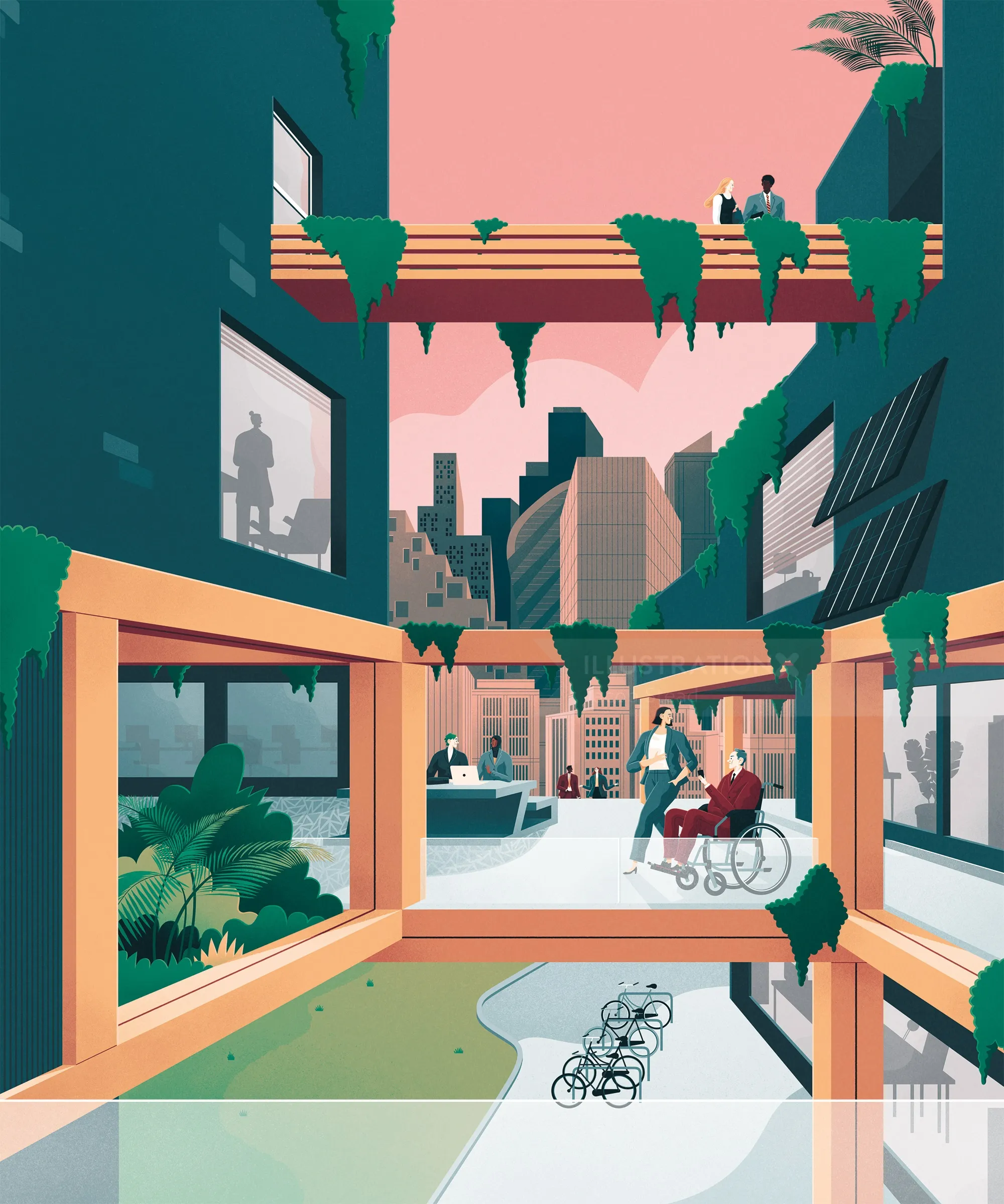 Illustration of hospital lifestyle and healthcare scenes