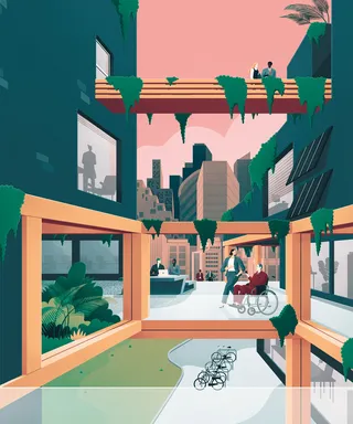 Illustration of hospital lifestyle and healthcare scenes