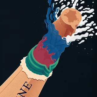 Conceptual design of bursting champagne cork by Jacob Stead