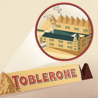 Toblerone chocolate packaging with Matterhorn mountain illustration by Jacob Stead