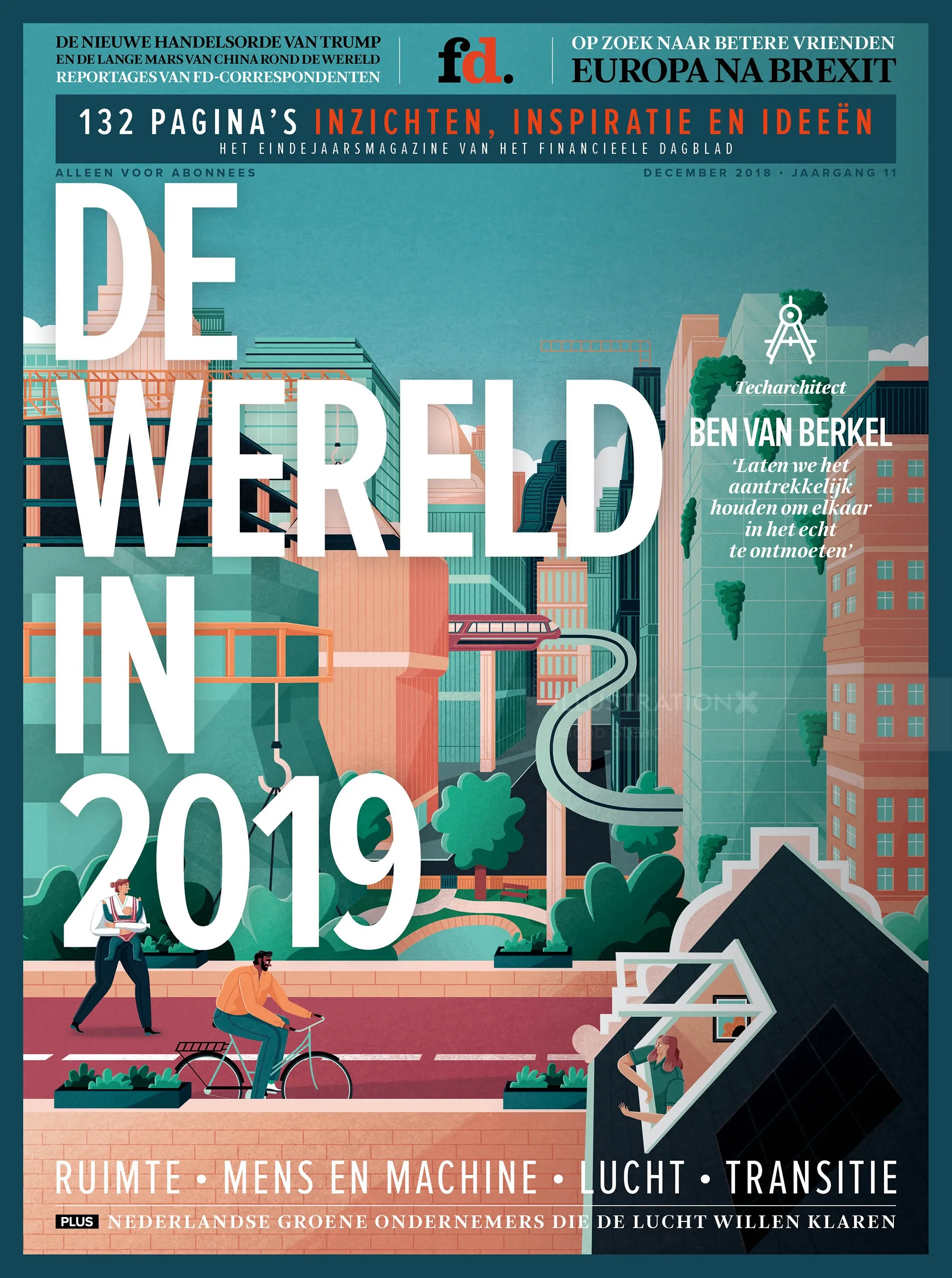 De Wereld in 2019 magazine cover illustration by Jacob Stead