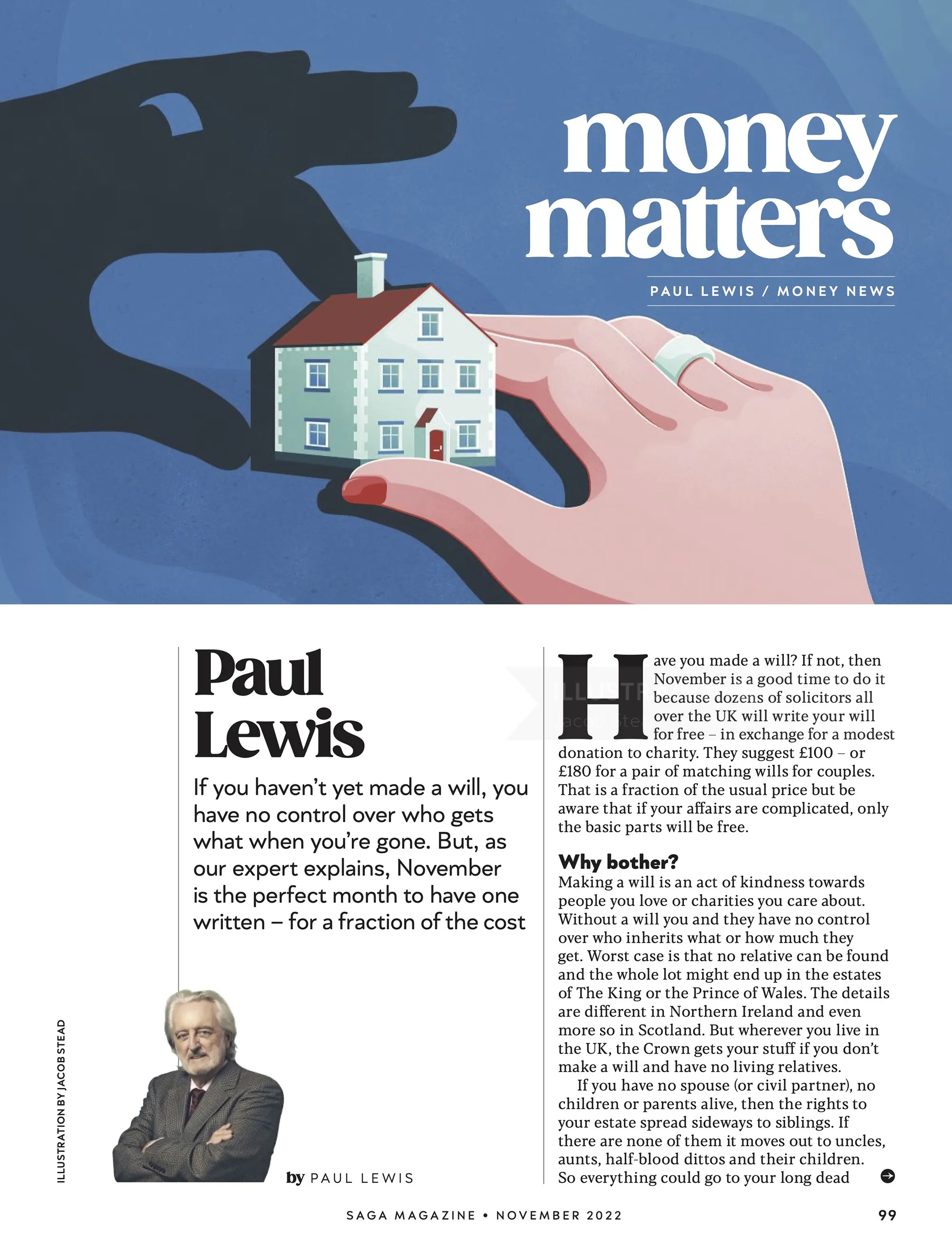 Illustration of hands holding a miniature house with shadow hand background by Jacob Stead