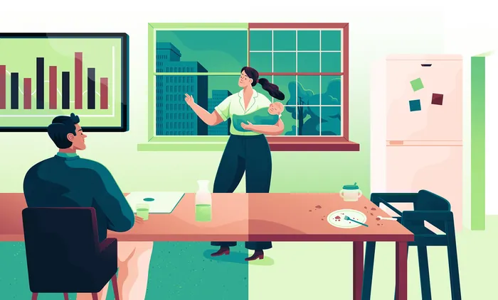 A woman presenting business data to a man in an office by Jacob Stead