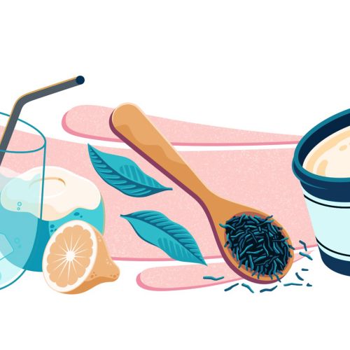 Illustration of avocado, yogurt, nuts, coffee by Jacob Stead