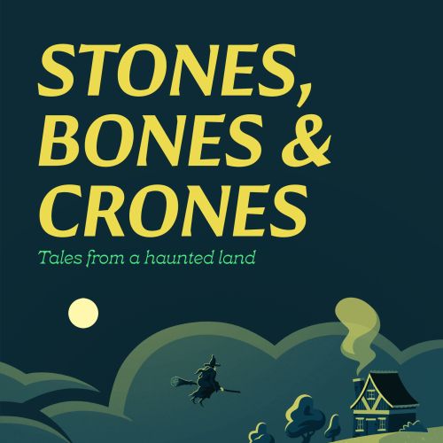 Eerie book cover with moonlit haunted landscape and spooky elements