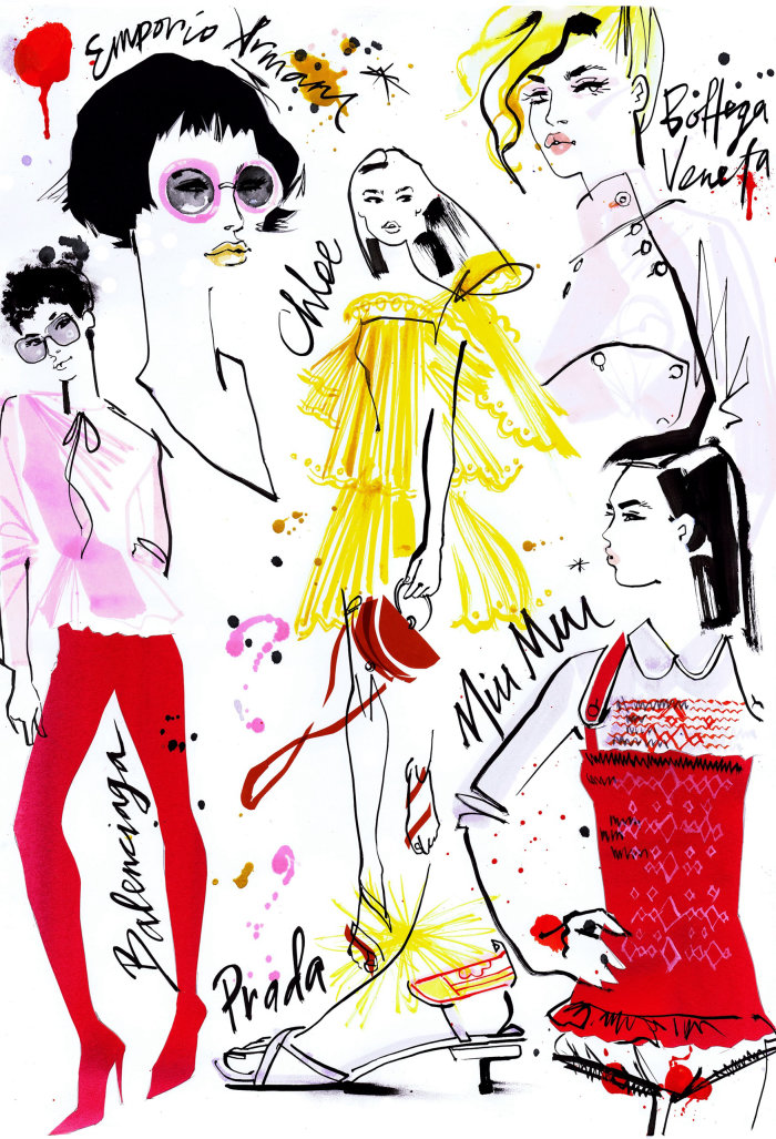 Line drawing of fashion women
