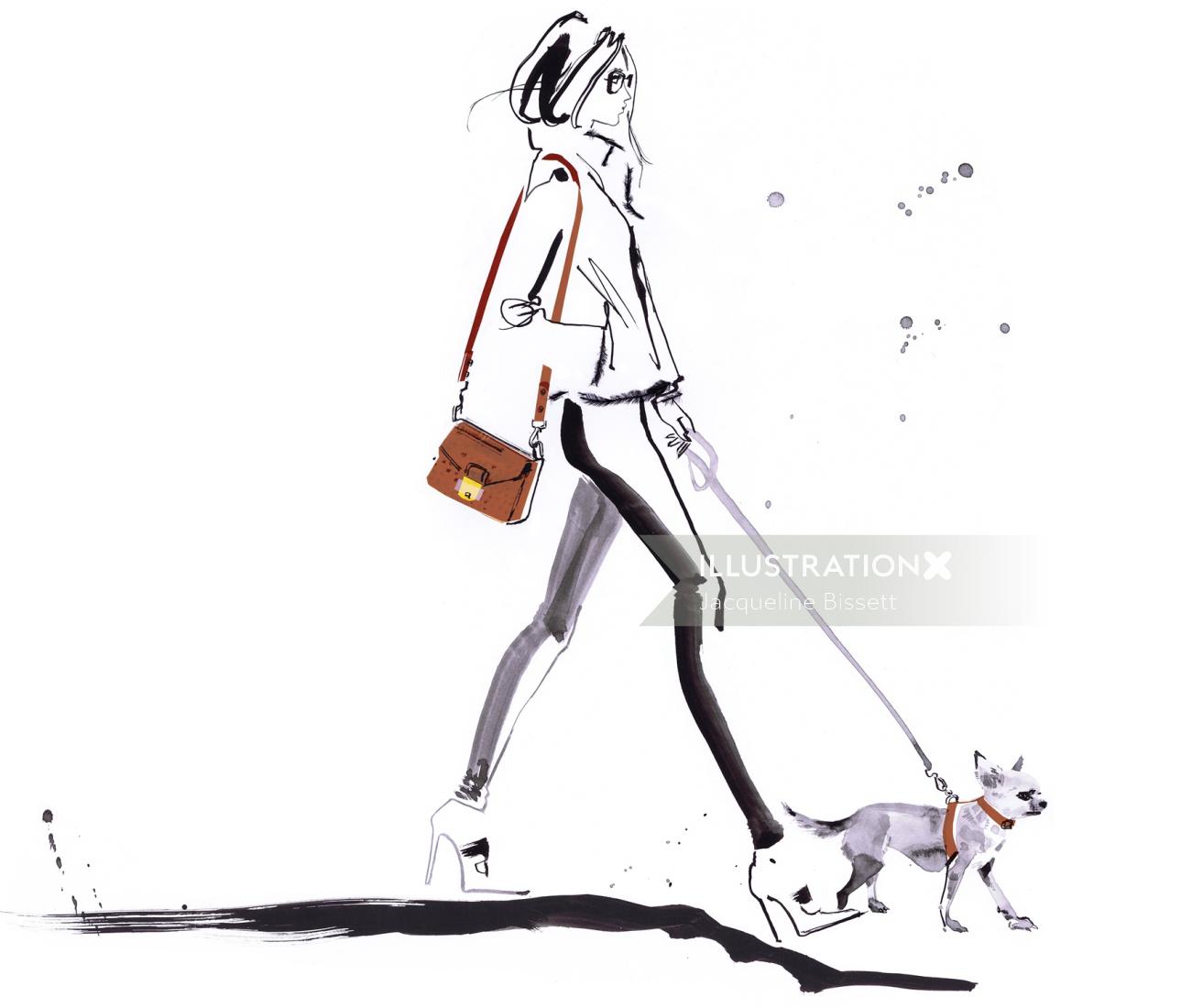 Fashion lady with pet dog