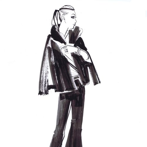 Fashion Model Line Sketch For Giorgio Armani