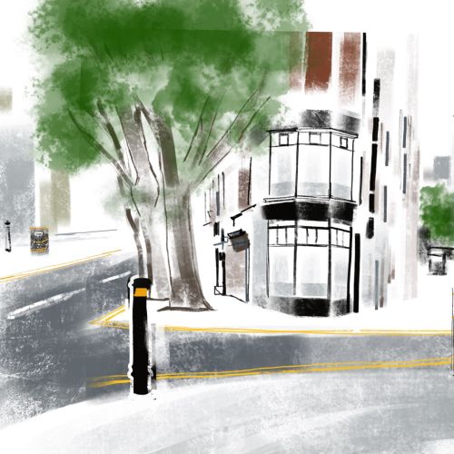 Watercolour Sketch of street scene