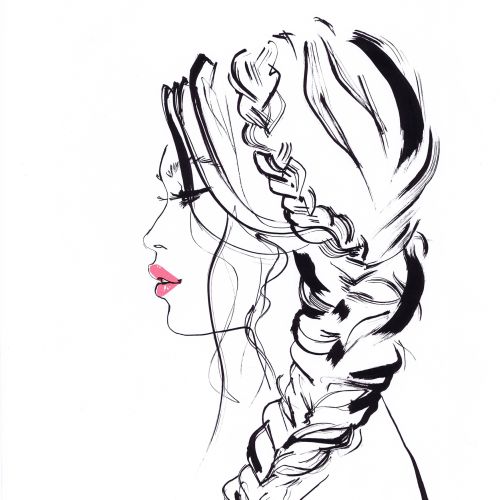 Fishtail Hairstyle girl fashion illustration 