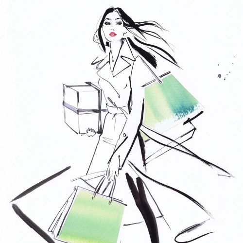 Drawing of woman walking with shopping bags
Drawing of woman walking with shopping bags
